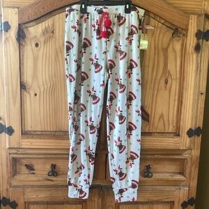 Women Santa’s Treasures Christmas dog pajama lounge pants size L - NWT